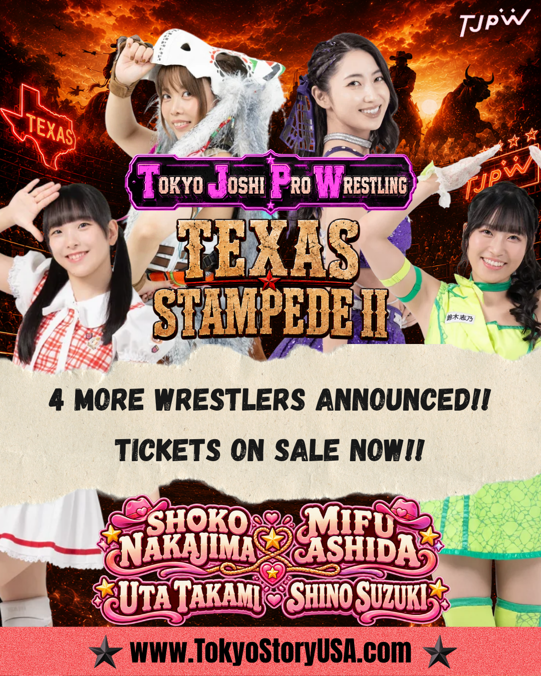 Four More Wrestlers Join TJPW Texas Stampede II!